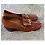 Céline Brown Leather Heeled Loafers with Gold Buckle - view 2