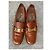Céline Brown Leather Heeled Loafers with Gold Buckle - view 3