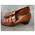 Céline Brown Leather Heeled Loafers with Gold Buckle - view 4