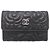 Chanel Camellia Lambskin Card Case Black