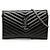 Portafoglio a catena a bustina con monogramma chevron in pelle grain de poudre nera Saint Laurent