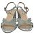 Sandalias de cuero con adornos de cristal Miu Miu en Silver Glitter Plata Metálico - vista 2