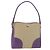 PRADA Schultertasche Canvas Beige Silber Auth 183714