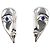 Autre Marque Orecchini viso astratto con zirconi blu Argento