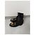 Botas Chanel de cuero negro con logo CC dorado - vista 2