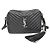 Borsa a tracolla in pelle Saint Laurent Lou V-stitch Nero