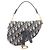 Borsa Christian Dior Saddle Bag Mini Oblique Jacquard Nero Beige Blu navy