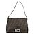 FENDI Zucca Canvas Mamma Baguette Shoulder Bag Black Brown Auth 183009M Marrone Nero - vista 13