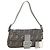 FENDI Zucca Canvas Rhinestone Mamma Baguette Shoulder Bag Silver Auth yk20474SM Argento
