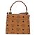 Borsa MCM Vicetos Logogramma PVC Pelle 2way Marrone Oro Auth 184176A D'oro - vista 2