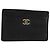 Tarjetero CHANEL de cuero negro CC Auth 182939