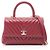 Borsa Chanel Coco Handle Flap Stitch Chevron, Pelle, Donna, Rosso ()