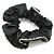 Trim Hermès Scrunchie Claudia HERMES, rifiniture in seta e pelle, Black, White Nero - vista 2