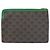 Céline Clutch Celine Triomphe Logo Print Marrone Nero Verde - vista 2