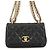 Borsa a tracolla Chanel in pelle nera con catena Nero