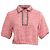 Top polo corto de tweed rojo en algodón Maje Roja