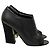 Chanel Botines Peep-Toe de Cuero Negro con Tacón de Perla
