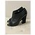 Chanel Botines Peep-Toe de Cuero Negro con Tacón de Perla - vista 5