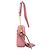 Borsa a tracolla in pelle rosa con logo Tory Burch - vista 3
