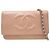 Wallet On Chain Portafoglio con catena con logo Chanel in pelle Rosa