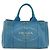 Borsa PRADA Kanapa MM in tela blu e oro autentica 185130 D'oro - vista 2