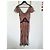 John Galliano Vestido midi de seda estampado Castaño Negro Rosa Beige - vista 2