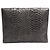 Autre Marque Graue Lederclutch mit Schlangenprägung - Ansicht 2