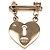 Spilla Chanel Gold CC Placcata Oro con Strass a Forma di Cuore, Lucchetto e Chiave D'oro - vista 2