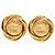 Chanel Gold CC Gold Plated Round Clip On Earrings Golden