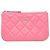 Pochette Chanel en agneau matelassé CC rose