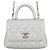 Coco Handle Borsa Chanel Silver Extra Mini Metallic Quilted Caviar Coco Top Handle Argento