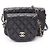 Borsa a tracolla Chanel Matelassé in pelle di agnello nera Nero
