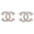 NUOVI ORECCHINI CHANEL LOGO CC & STRASS METAL NEW SILVER Argento