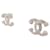 NUOVI ORECCHINI CHANEL LOGO CC & STRASS METAL NEW SILVER Argento - vista 2