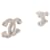 NUOVI ORECCHINI CHANEL LOGO CC & STRASS METAL NEW SILVER Argento - vista 3