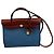 Borsa Hermès Herbag Zip 31 in Tela Blu e Pelle Rouge H Marrone
