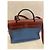 Borsa Hermès Herbag Zip 31 in Tela Blu e Pelle Rouge H Marrone - vista 2