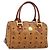 Borsa a Mano MCM Vicetos Logogram PVC Pelle Marrone Oro Auth 185091 D'oro