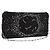 CHANEL Camelia Chain Schultertasche aus Satin Schwarz Silber CC Authentisch 184869SM