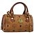 Borsa Mini Boston MCM Logogram Vicetos in PVC 2way Marrone Oro Auth 185458 D'oro