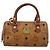Borsa Mini Boston MCM Logogram Vicetos in PVC 2way Marrone Oro Auth 185458 D'oro - vista 2