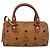 Borsa Mini Boston MCM Logogram Vicetos in PVC 2way Marrone Oro Auth 185458 D'oro - vista 3