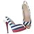 Christian Louboutin Décolleté a righe blu e bianche Bianco Gold hardware - vista 2