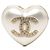 Timeless Spilla Chanel Coco Mark con Motivo a Cuore Bianco D'oro