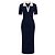 Autre Marque From Future Merinowolle Maxi-Kleid gerippt - Navy & Ivory Weiß Dunkelblau