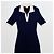Autre Marque From Future Merinowolle Maxi-Kleid gerippt - Navy & Ivory Weiß Dunkelblau - Ansicht 4
