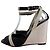 Sandali con zeppa Hermès Kean Nero Pelle e Tela 36.5 Grigio