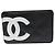 Tarjetero de piel de becerro Chanel Cambon Line Negro