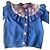 Miu Miu Cardigan in Blau mit Rüschen und Perlenknöpfen