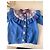 Miu Miu Cardigan in Blau mit Rüschen und Perlenknöpfen - Ansicht 2
